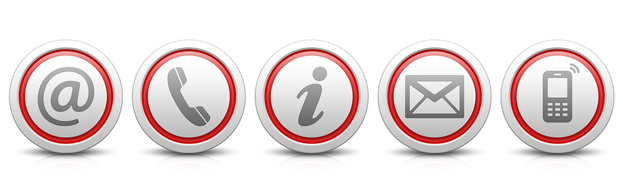 Contact Us – Set of light gray buttons with reflection & red